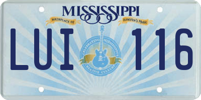 MS license plate LUI116