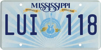 MS license plate LUI118