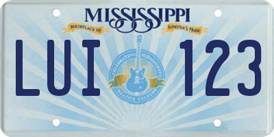 MS license plate LUI123