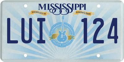 MS license plate LUI124