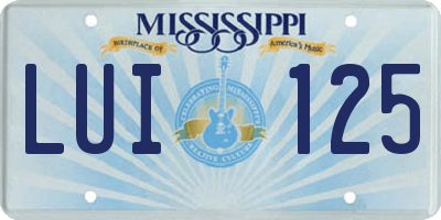 MS license plate LUI125
