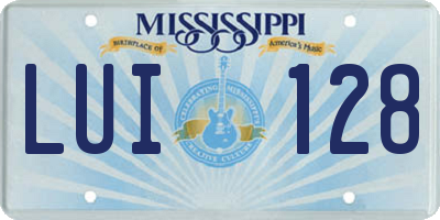 MS license plate LUI128