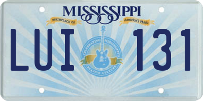 MS license plate LUI131
