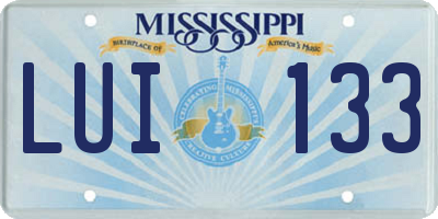 MS license plate LUI133