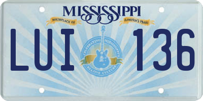 MS license plate LUI136