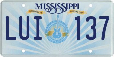 MS license plate LUI137
