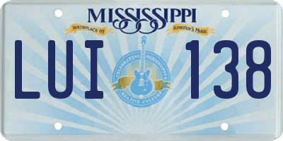 MS license plate LUI138