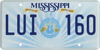 MS license plate LUI160