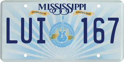MS license plate LUI167