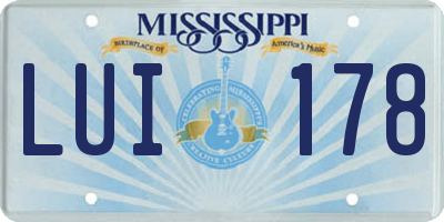 MS license plate LUI178