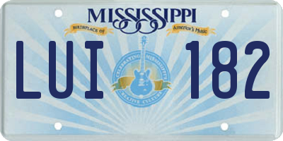MS license plate LUI182