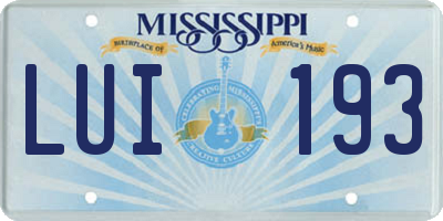 MS license plate LUI193