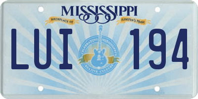 MS license plate LUI194