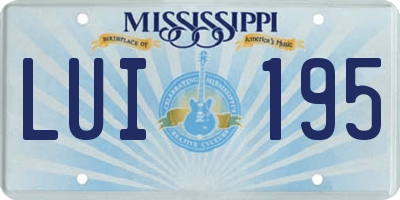 MS license plate LUI195