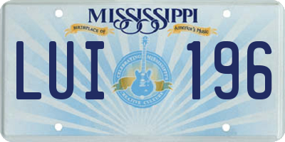 MS license plate LUI196