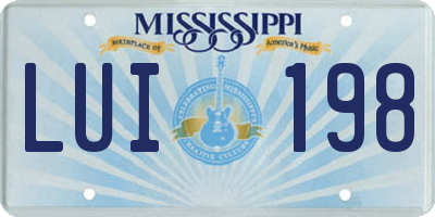 MS license plate LUI198