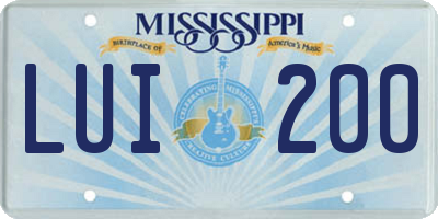 MS license plate LUI200