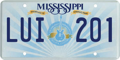 MS license plate LUI201