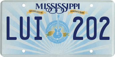MS license plate LUI202