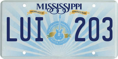 MS license plate LUI203