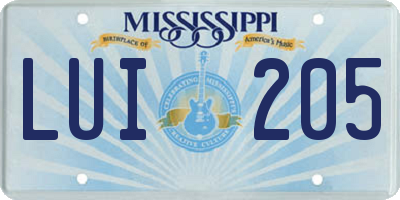 MS license plate LUI205