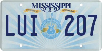 MS license plate LUI207