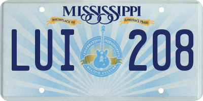 MS license plate LUI208