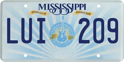 MS license plate LUI209