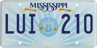 MS license plate LUI210