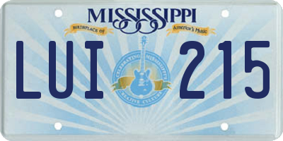 MS license plate LUI215
