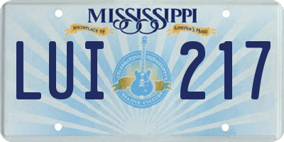 MS license plate LUI217