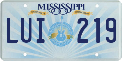 MS license plate LUI219