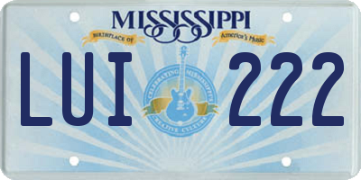 MS license plate LUI222