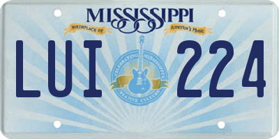 MS license plate LUI224