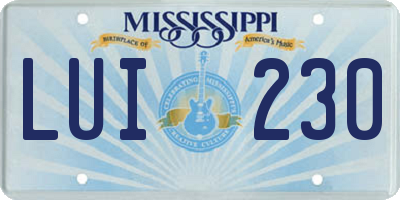MS license plate LUI230