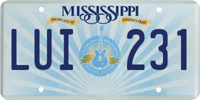 MS license plate LUI231