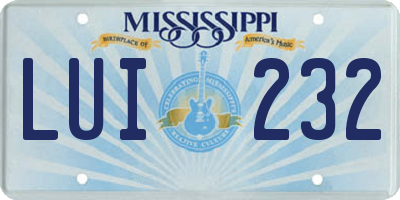 MS license plate LUI232