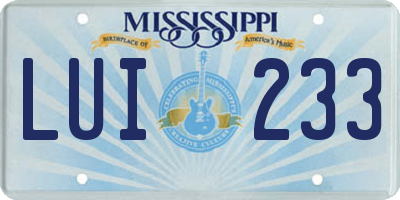 MS license plate LUI233