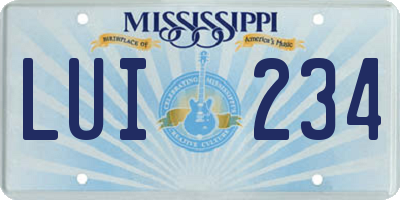 MS license plate LUI234