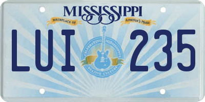 MS license plate LUI235