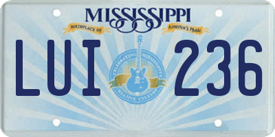 MS license plate LUI236