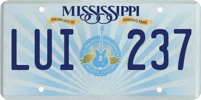 MS license plate LUI237