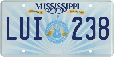 MS license plate LUI238