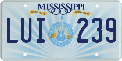 MS license plate LUI239