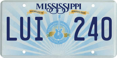 MS license plate LUI240