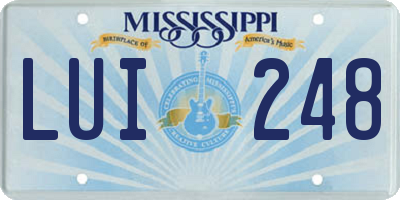 MS license plate LUI248