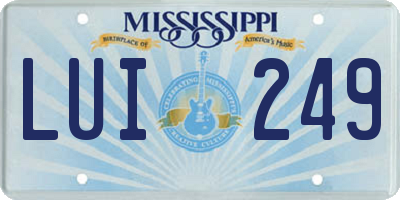 MS license plate LUI249