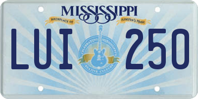 MS license plate LUI250