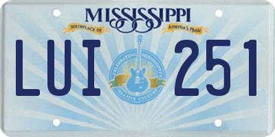 MS license plate LUI251