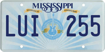 MS license plate LUI255